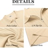 image:imageCOOFANDY Mens Zipper Polo Shirts Short Sleeve Ribbed Knit Polo T Shirts Fashion Casual Golf ShirtsLight Khaki