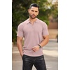 image:imageCOOFANDY Mens Zipper Polo Shirts Short Sleeve Ribbed Knit Polo T Shirts Fashion Casual Golf ShirtsPink