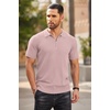 image:imageCOOFANDY Mens Zipper Polo Shirts Short Sleeve Ribbed Knit Polo T Shirts Fashion Casual Golf ShirtsPink