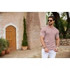 image:imageCOOFANDY Mens Zipper Polo Shirts Short Sleeve Ribbed Knit Polo T Shirts Fashion Casual Golf ShirtsPink