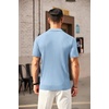image:imageCOOFANDY Mens Zipper Polo Shirts Short Sleeve Ribbed Knit Polo T Shirts Fashion Casual Golf ShirtsSky Blue