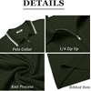 image:imageCOOFANDY Mens Zipper Polo Shirts Short Sleeve Ribbed Knit Polo T Shirts Fashion Casual Golf ShirtsStriped Army Green