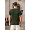 image:imageCOOFANDY Mens Zipper Polo Shirts Short Sleeve Ribbed Knit Polo T Shirts Fashion Casual Golf ShirtsStriped Army Green