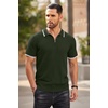 image:imageCOOFANDY Mens Zipper Polo Shirts Short Sleeve Ribbed Knit Polo T Shirts Fashion Casual Golf ShirtsStriped Army Green