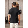 image:imageCOOFANDY Mens Zipper Polo Shirts Short Sleeve Ribbed Knit Polo T Shirts Fashion Casual Golf ShirtsStriped Black Striped