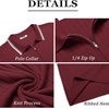 image:imageCOOFANDY Mens Zipper Polo Shirts Short Sleeve Ribbed Knit Polo T Shirts Fashion Casual Golf ShirtsStriped Wine Red Striped