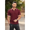 image:imageCOOFANDY Mens Zipper Polo Shirts Short Sleeve Ribbed Knit Polo T Shirts Fashion Casual Golf ShirtsStriped Wine Red Striped
