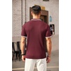 image:imageCOOFANDY Mens Zipper Polo Shirts Short Sleeve Ribbed Knit Polo T Shirts Fashion Casual Golf ShirtsStriped Wine Red Striped