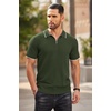 image:imageCOOFANDY Mens Zipper Polo Shirts Short Sleeve Ribbed Knit Polo T Shirts Fashion Casual Golf ShirtsStripes Army Green Stripes