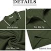image:imageCOOFANDY Mens Zipper Polo Shirts Short Sleeve Ribbed Knit Polo T Shirts Fashion Casual Golf ShirtsStripes Army Green Stripes