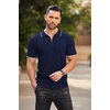 image:imageCOOFANDY Mens Zipper Polo Shirts Short Sleeve Ribbed Knit Polo T Shirts Fashion Casual Golf ShirtsStripes Navy Blue Stripes
