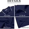 image:imageCOOFANDY Mens Zipper Polo Shirts Short Sleeve Ribbed Knit Polo T Shirts Fashion Casual Golf ShirtsStripes Navy Blue Stripes