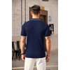 image:imageCOOFANDY Mens Zipper Polo Shirts Short Sleeve Ribbed Knit Polo T Shirts Fashion Casual Golf ShirtsStripes Navy Blue Stripes
