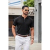 image:imageCOOFANDY Mens Zipper Polo Shirts Short Sleeve Ribbed Knit Polo T Shirts Fashion Casual Golf ShirtsVblack