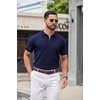 image:imageCOOFANDY Mens Zipper Polo Shirts Short Sleeve Ribbed Knit Polo T Shirts Fashion Casual Golf ShirtsVnavy Blue