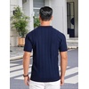 image:imageCOOFANDY Mens Zipper Polo Shirts Short Sleeve Ribbed Knit Polo T Shirts Fashion Casual Golf ShirtsVnavy Blue