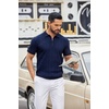 image:imageCOOFANDY Mens Zipper Polo Shirts Short Sleeve Ribbed Knit Polo T Shirts Fashion Casual Golf ShirtsVnavy Blue