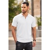 image:imageCOOFANDY Mens Zipper Polo Shirts Short Sleeve Ribbed Knit Polo T Shirts Fashion Casual Golf ShirtsWhite