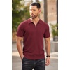 image:imageCOOFANDY Mens Zipper Polo Shirts Short Sleeve Ribbed Knit Polo T Shirts Fashion Casual Golf ShirtsWine Red