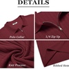 image:imageCOOFANDY Mens Zipper Polo Shirts Short Sleeve Ribbed Knit Polo T Shirts Fashion Casual Golf ShirtsWine Red