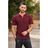 image:imageCOOFANDY Mens Zipper Polo Shirts Short Sleeve Ribbed Knit Polo T Shirts Fashion Casual Golf ShirtsWine Red