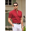 image:imageCOOFANDY Muscle Fit Dress Shirts for Men Banded Collar Casual Button Down ShirtsBright Red