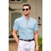 image:imageCOOFANDY Muscle Fit Dress Shirts for Men Banded Collar Casual Button Down ShirtsLight Blue