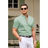image:imageCOOFANDY Muscle Fit Dress Shirts for Men Banded Collar Casual Button Down ShirtsLight Green