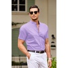 image:imageCOOFANDY Muscle Fit Dress Shirts for Men Banded Collar Casual Button Down ShirtsLilac