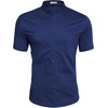 image:imageCOOFANDY Muscle Fit Dress Shirts for Men Banded Collar Casual Button Down ShirtsNavy