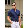 image:imageCOOFANDY Muscle Fit Dress Shirts for Men Banded Collar Casual Button Down ShirtsNavy