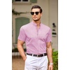 image:imageCOOFANDY Muscle Fit Dress Shirts for Men Banded Collar Casual Button Down ShirtsPink