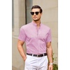 image:imageCOOFANDY Muscle Fit Dress Shirts for Men Banded Collar Casual Button Down ShirtsPink