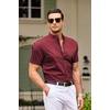 image:imageCOOFANDY Muscle Fit Dress Shirts for Men Banded Collar Casual Button Down ShirtsRed