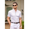 image:imageCOOFANDY Muscle Fit Dress Shirts for Men Banded Collar Casual Button Down ShirtsWhite