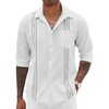 image:imageCOOFANDY Cuban Shirts for Men Long Sleeve Guayabera Shirts Button Up Linen Shirt Mexican Wedding Shirts White