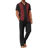 Black Patchwork Wine Red Shirt/Black Pants