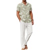 Green Floral Shirt/White Pants