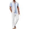 Light Blue Patchwork White Shirt/White Pants