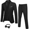 image:imageCOOFANDY Men 3 Piece Suit Slim Fit Tuxedo One Button Prom Suits Blazer Jacket Vest Pants with Tie