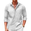 image:imageCOOFANDY Men Linen Cuban Guayabera Shirts  Long Sleeve Dress amp Beach Wedding Shirts