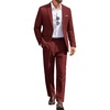 image:imageCOOFANDY Men Suits Classic Fit 2 Piece Suit Set One Button Casual Blazer Wedding Bussiness Suit SeparatesRed