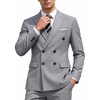 image:imageCOOFANDY Mens 2 Piece Double Breasted Suits Slim Fit Tuxedo Jacket and Dress Pants Set for Wedding Business PromLight Grey