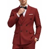 image:imageCOOFANDY Mens 2 Piece Double Breasted Suits Slim Fit Tuxedo Jacket and Dress Pants Set for Wedding Business PromWine Red