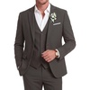 image:imageCOOFANDY Mens 3 Piece Linen Suits Casual Lightweight Blazer Jackets Vest Pants Set for Wedding Business PromDark Grey