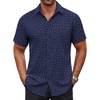image:imageCOOFANDY Mens Button Down Shirt Short Sleeve Dress Shirt Casual Beach Summer Wedding ShirtNavy Blueanchor