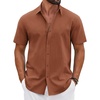 image:imageCOOFANDY Mens Button Down Shirts Short Sleeve Casual Shirt Cotton Summer Beach Linen Wedding ShirtsBurnt Orange