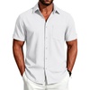 image:imageCOOFANDY Mens Button Down Shirts Short Sleeve Casual Shirts Summer Beach Linen Shirts with PocketWhite
