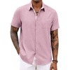 image:imageCOOFANDY Mens Button Down Shirts Short Sleeve Casual Summer Beach Vacation Wedding Shirt with PocketDeep Pink