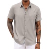 image:imageCOOFANDY Mens Button Down Shirts Short Sleeve Casual Summer Beach Vacation Wedding Shirt with PocketGrey